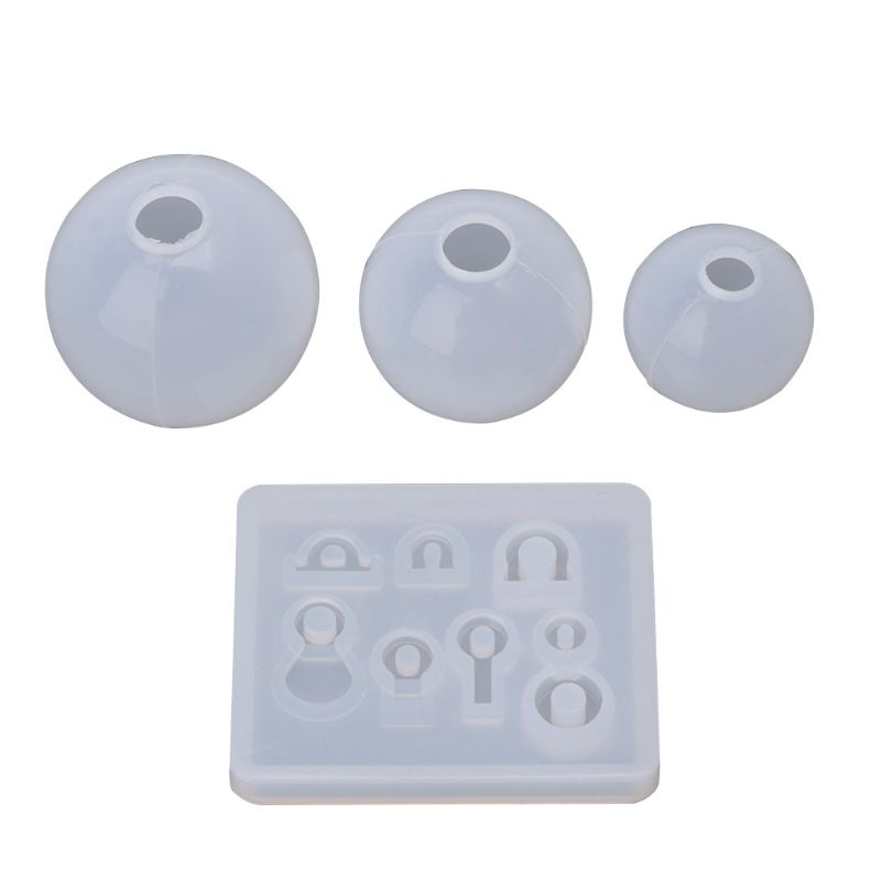 Siy 4pcs / Set Cetakan Resin Epoksi Kristal Bentuk Bulat Bahan Silikon Untuk Membuat Perhiasan Handmade Diy