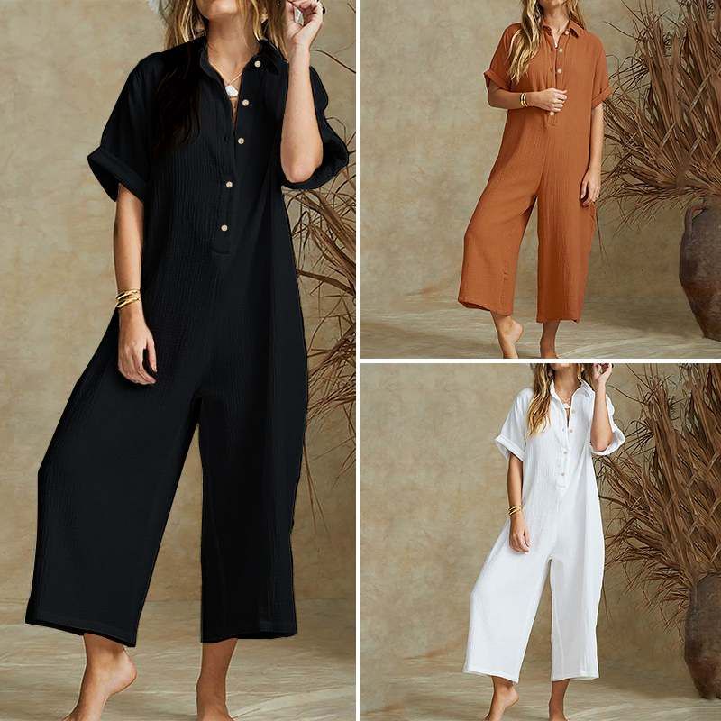 ZANZEA JUMPSUIT WANITA IMPORT ELEGAN KANCING S-5XL TERBARU