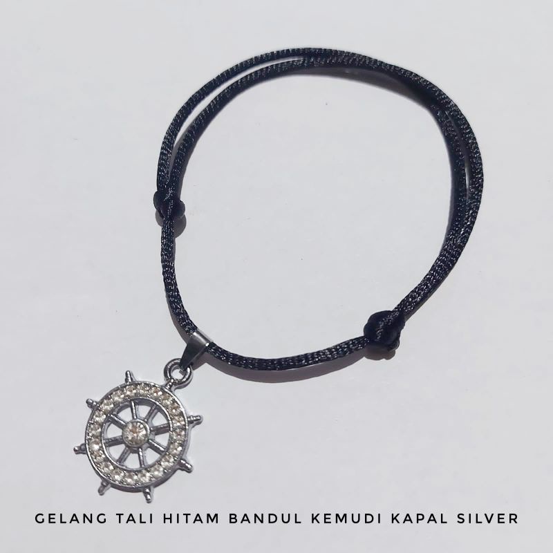 4s Grosir Solo || Gelang Tali Hitam Bandul Titanium cocok untuk Pria dan Wanita