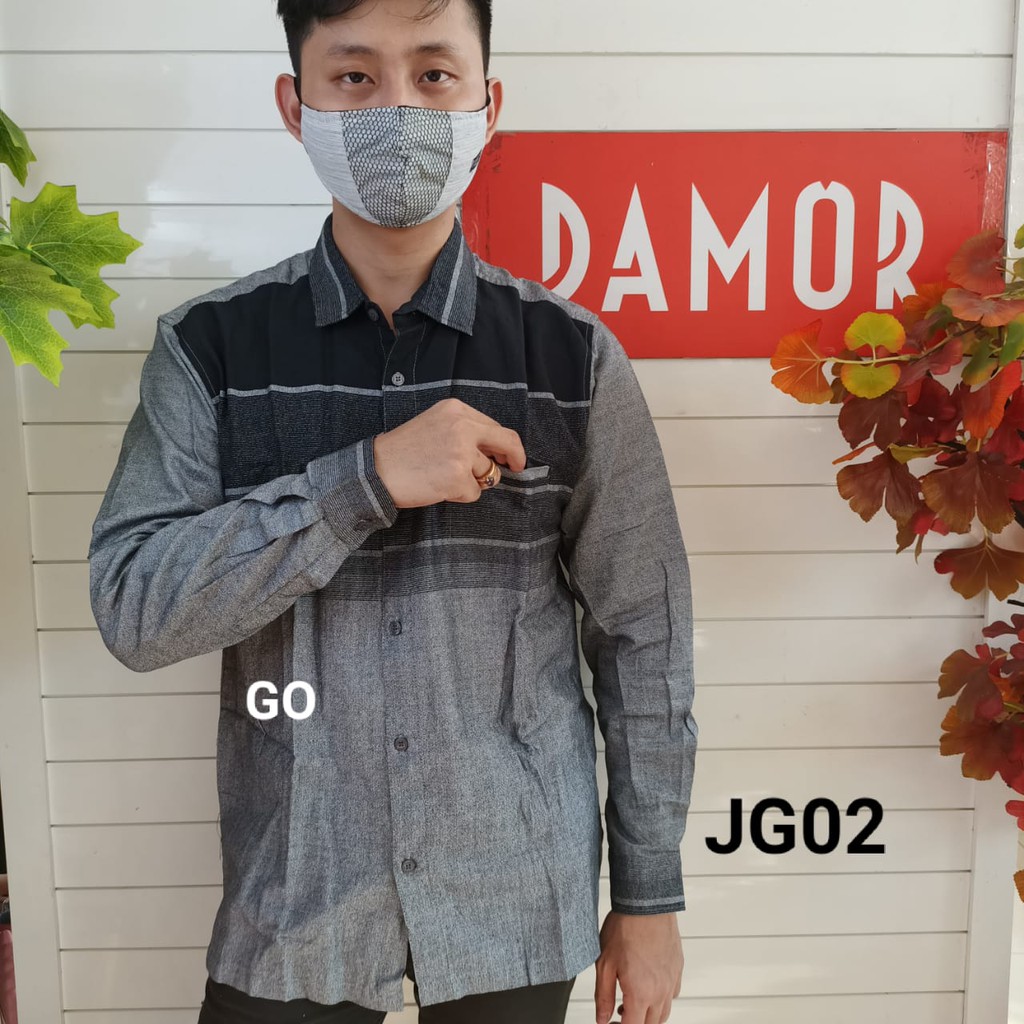 gof JLB DAMOR(CRESSIDA) KEMEJA Cowok Pakaian Pria Kemeja Slimfit Lengan Panjang