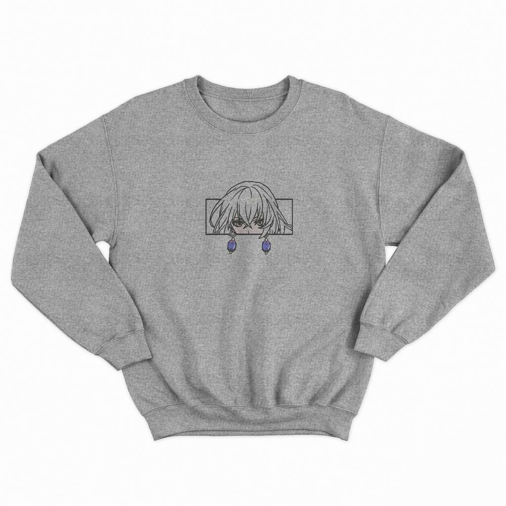 TORIZU Crewneck Bronya Honkai Star Rail Grey  Embroidery Anime Manga Premium Unisex