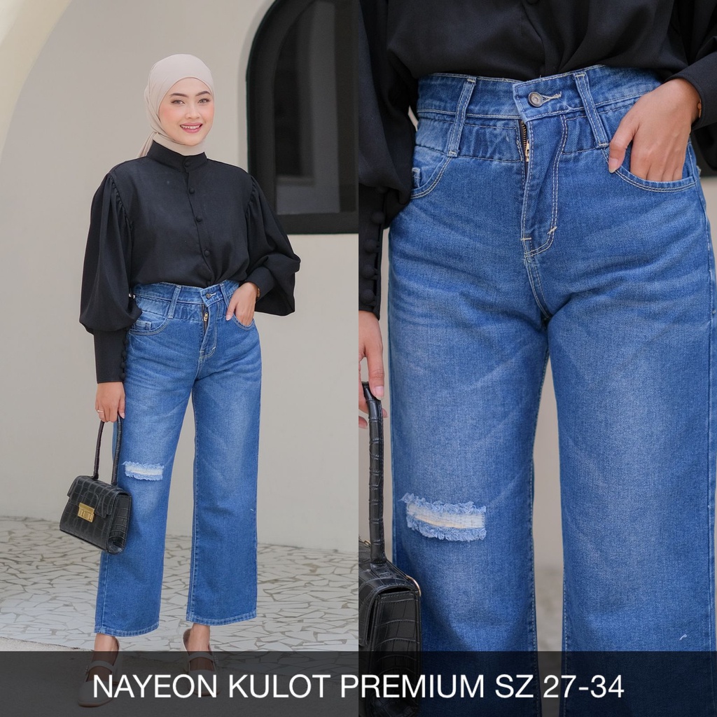 CELANA JEANS WANITA NAYEON KULOT PREMIUM