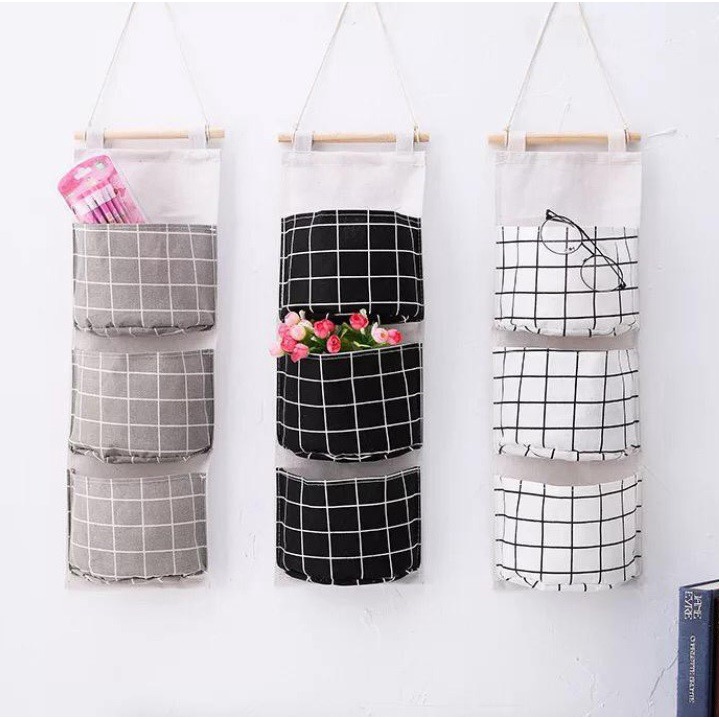 Storage Bag / Pouch / Box Organizer Gantung 3 Sekat