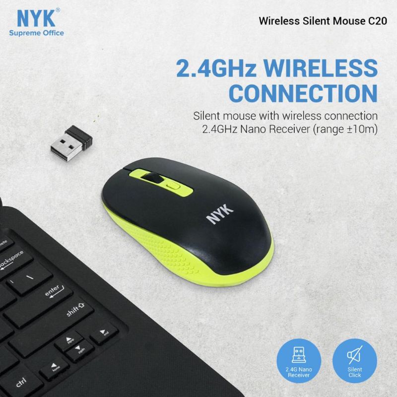 mouse wireless NYK Supreme C20 Mouse Wireless 2.4G Silent Click