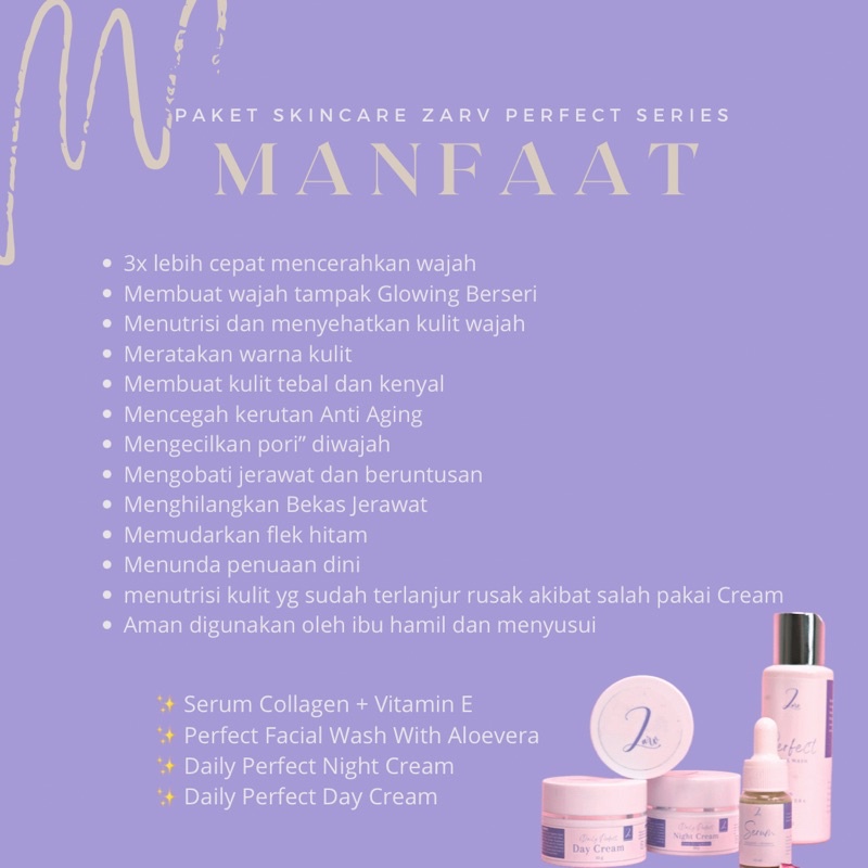 TERLARIS‼️ PAKET GLOWING PERFECT SERIES ZARV/ PAKET WHITENING / PAKET ACNE GLOWING / PAKET BRIGHTENING// zarv.skincare-1