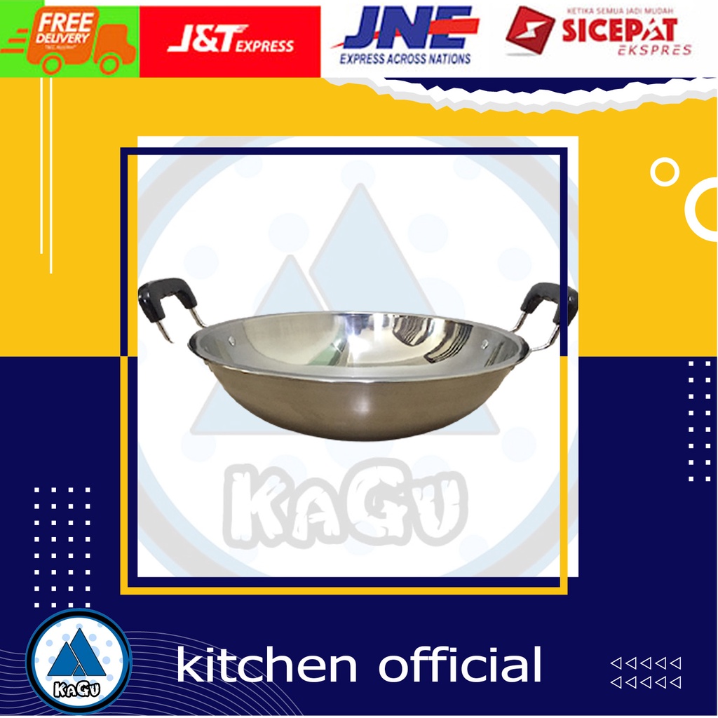 Kuali Wajan Stainless Gagang Anti Panas