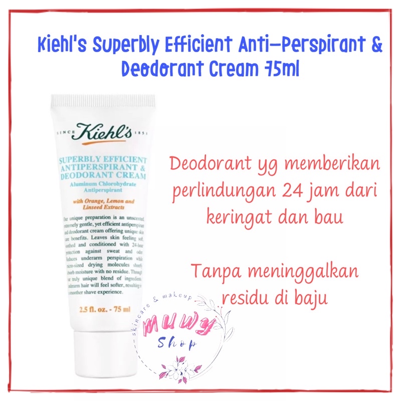 Kiehls Kiehl's Superbly Efficient Anti Perspirant &amp; deodorant cream 75ml