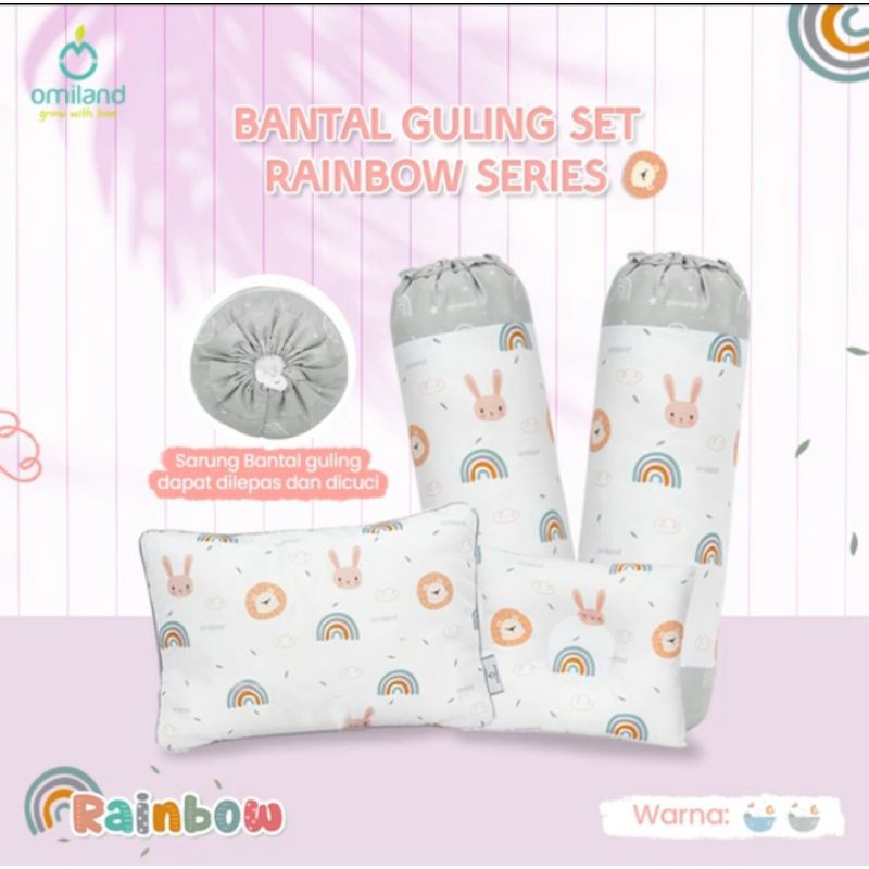 Omiland Bantal Guling Bayi Set Peang Rainbow Series Bahan Halus Tidak Berbulu - OB37171-2