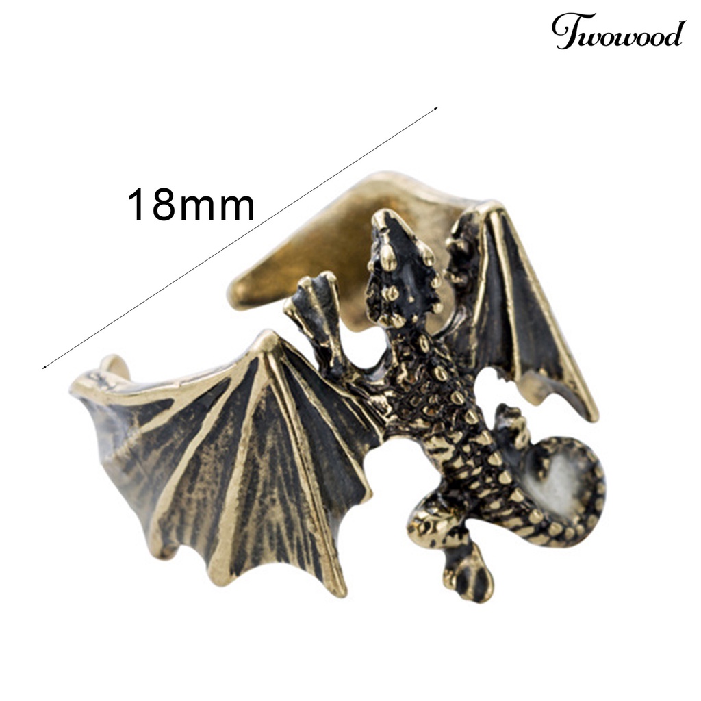 Twowood Luminous Ring Adjustable Rust-proof Copper Dragon Shaped Fashion Jewelry Ring for Boy