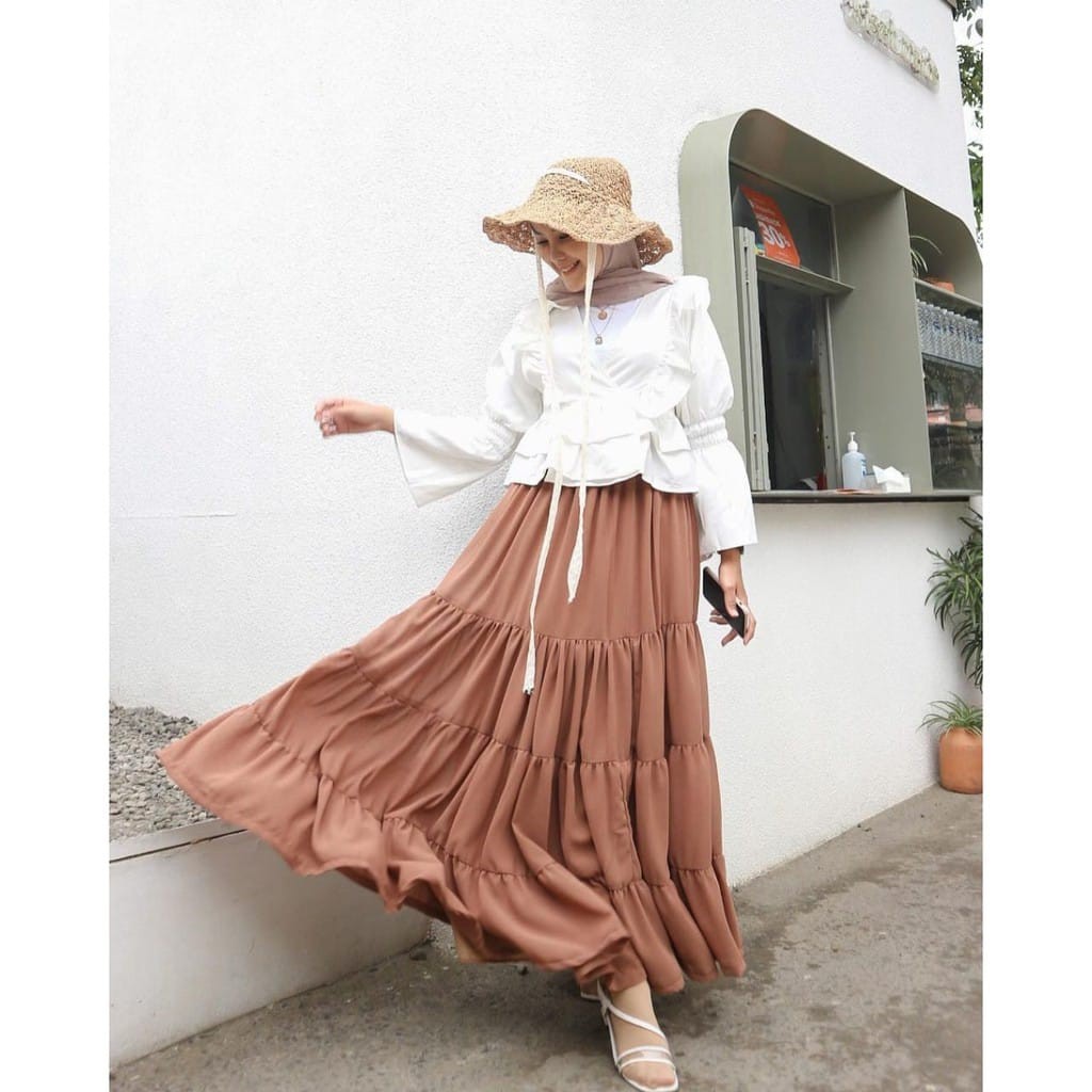 Alny Hijab - Rok Canda / Rok Susun Maxi Skirt Rok Bangkok Skirt Rok Umpak Rok Ceruty Rok Panjang