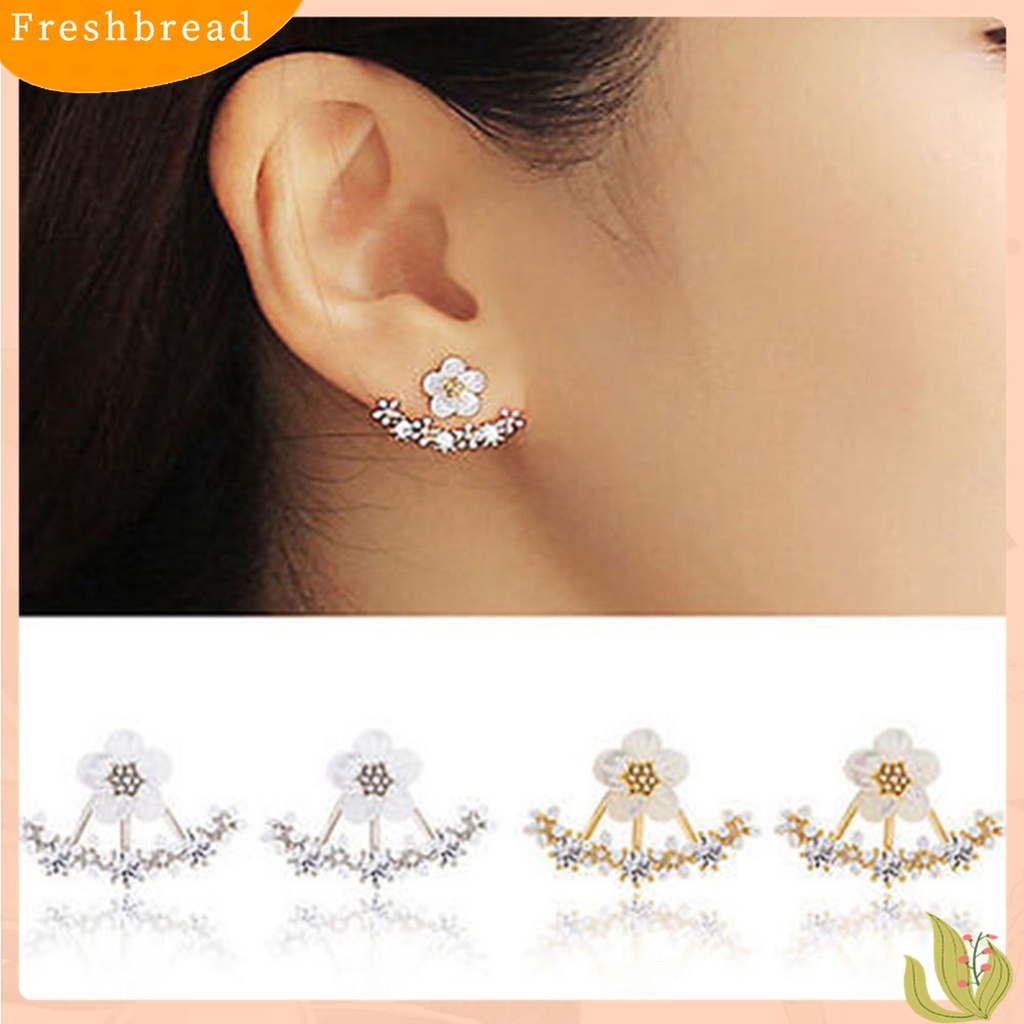 [Fresh] Anting Tusuk Motif Bunga Daisy Hias Berlian Imitasi Berkilau untuk Wanita