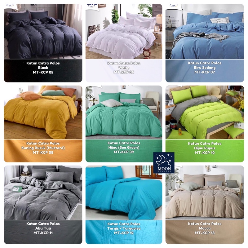 moon kain sprei meteran katun lokal catra CVC polos hitam putih abu hijau kuning biru mustard mocca 