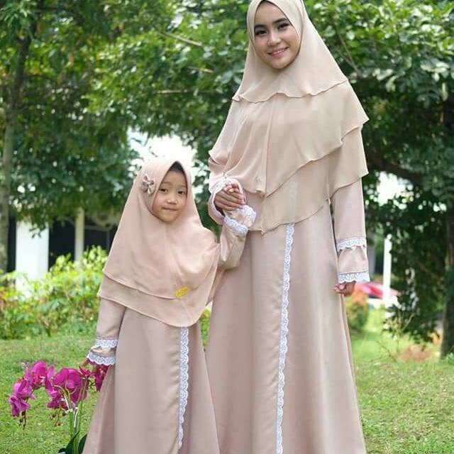 Gamis labella couple creme | anak M dan L