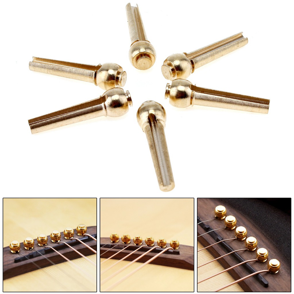 6 Pcs Pin Bridge Gitar Bahan Tembaga