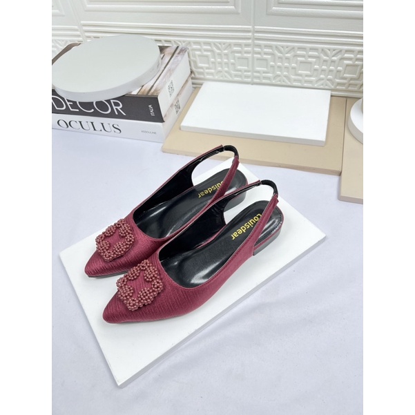 sepatu flat wanita terbaru kekinian LOUISDEAR sepatu flat 2 cm bahan satin B71