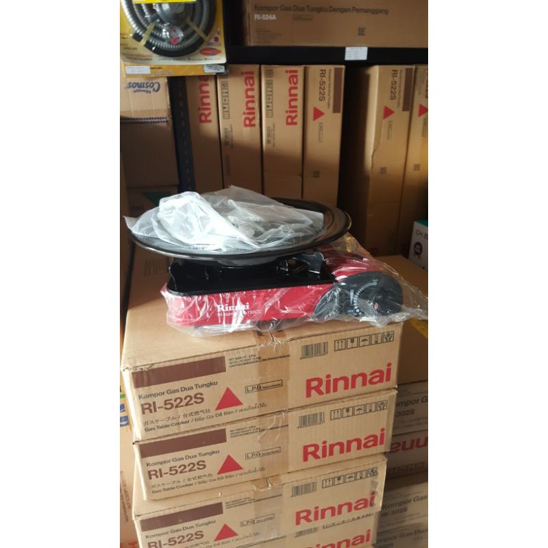 RINNAI KOMPOR GAS PORTABLE PORTABEL RI 150 CC GAS PAKAI KALENG BAHAN STAINLESS STEEL API BIRU DAPAT KOPER