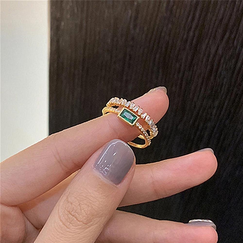 Needway   Pembukaan Cincin Perhiasan Kepribadian Elegan Fashion Serbaguna Double-layer Fashion Jewelry