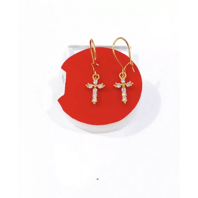 Anting Salib Wanita Full Permata Anti Karat Anting Salib Jurai