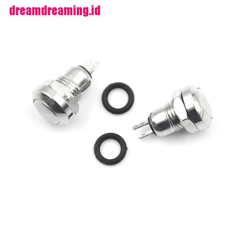 2pcs Tombol Tekan Momentary Mini 2 Pin Bahan Metal Anti Air Ukuran 8mm