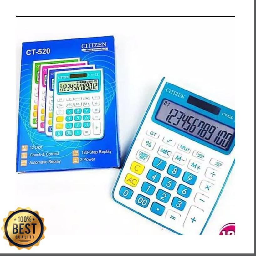 

[KODE Y7FTT] KALKULATOR CITIZEN CT - 520 WARNA 12 DIGIT CHECK CORRECT MANIS COLOUR CALCULATOR