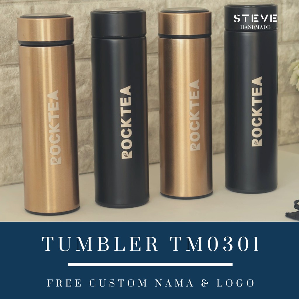 Botol minum stainless termos vacuum tumbler travel mug TM0301 Gold Custom Tahan Air Panas dan Dingin