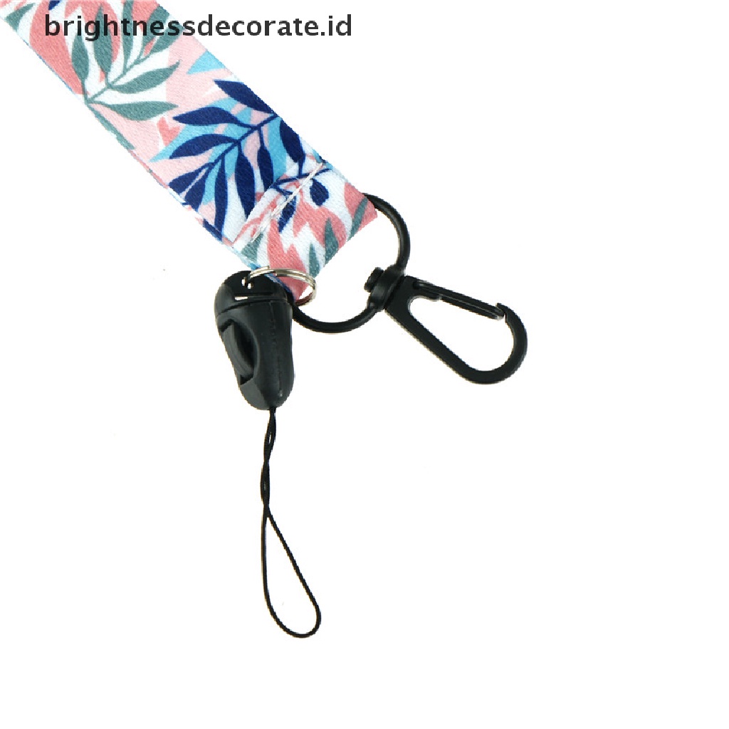 Tali lanyard Gantung Leher holder Kartu id / Kunci / Handphone Motif Daun diy