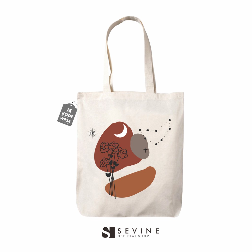 Sevine Tote Bag Drill Resleting Kuliah Sekolah Tas Wanita Fashion Cewek Totebag Laptop Nordic - WRS