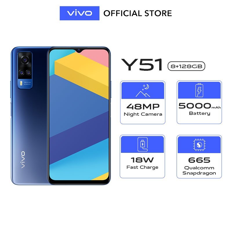 Vivo Y51 8gb 128gb 48mp Night Camera Ram 8gb Rom128 Gb Baterai 5000mah Fast Charging Resmi Shopee Indonesia