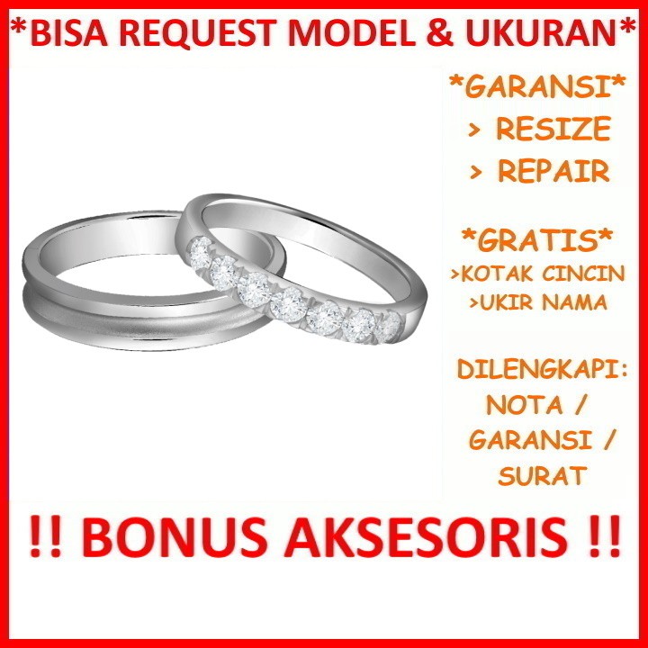 Gratis Ukir Nama Garansi Silver Asli Bisa Pesan Model Cincin Kawin Couple Perak Tunangan Nikah Id536