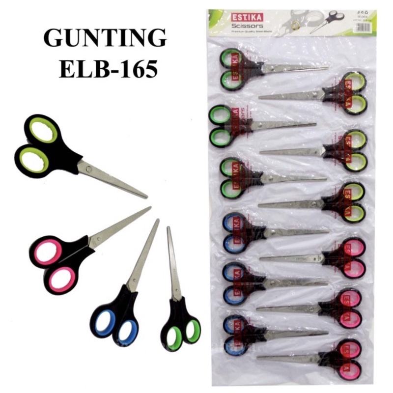 Gunting Kertas Besar Large Hitam Warna 5 inch 16 cm Estika Scissors