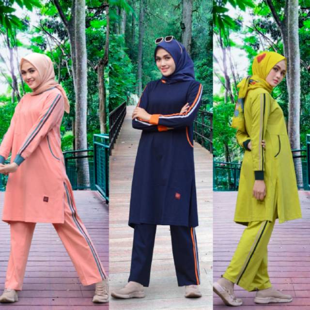 Believe Bms 22 Baju olahraga senam set training muslimah sporty katun combed 20s