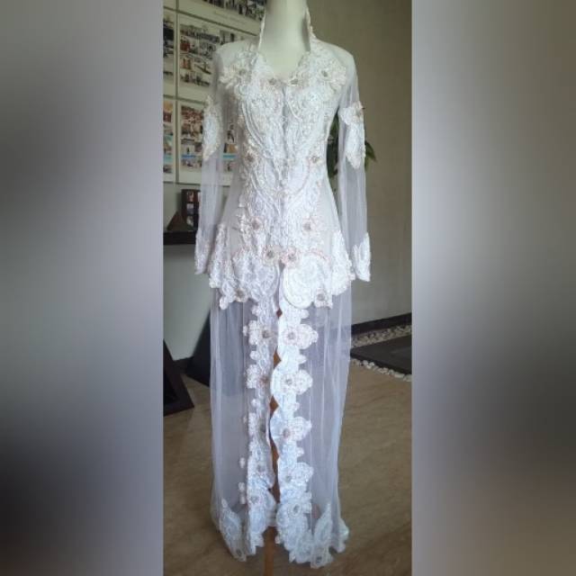 kebaya modern  pengantin baju pesta pernikahan wanita gaun gown pra wed putih