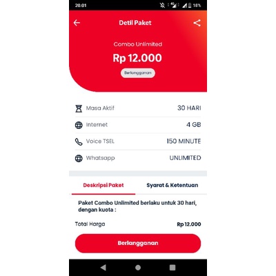 KARTU SAKTI TELKOMSEL 4GB+UNLIMITED WHATSAPP NO FUP