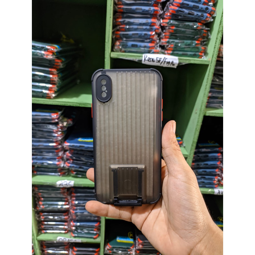 case koper 2 in 1 dudukan braket for iPhone Xs Max Dengan Pelindung kamera