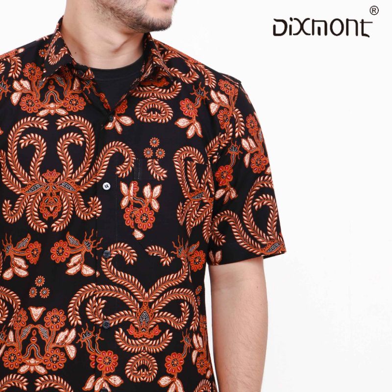 Dixmont Kemeja Pria Batik Pendek Hem BS01221