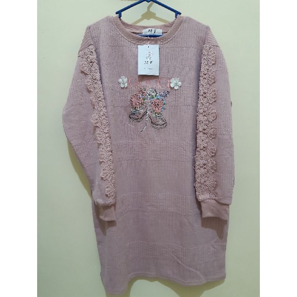 TUNIK WANITA IMPORT BAHAN RAJUT TIRAMISU MEREK MF MODEL GUCCI