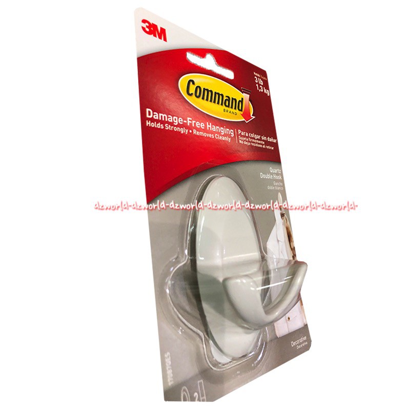 3M Command Quartz Double Hooks Alat Tempat Gantungan Dua Sisi Comand