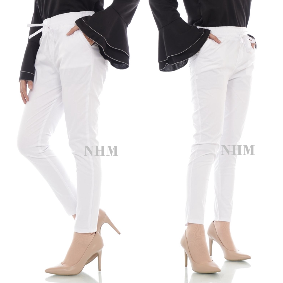 NHM Baggy Pants Putih - Celana Putih Panjang Wanita JUMBO