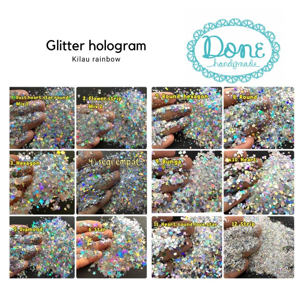 Glitter nail art dekorasi craft scrapbooking confetti glitter hologram