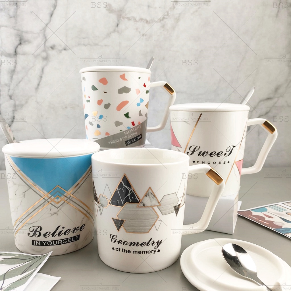 Cangkir Mug 350ml Keramik Motif Gelas minum Lucu Aesthetic High Quality Ceramic