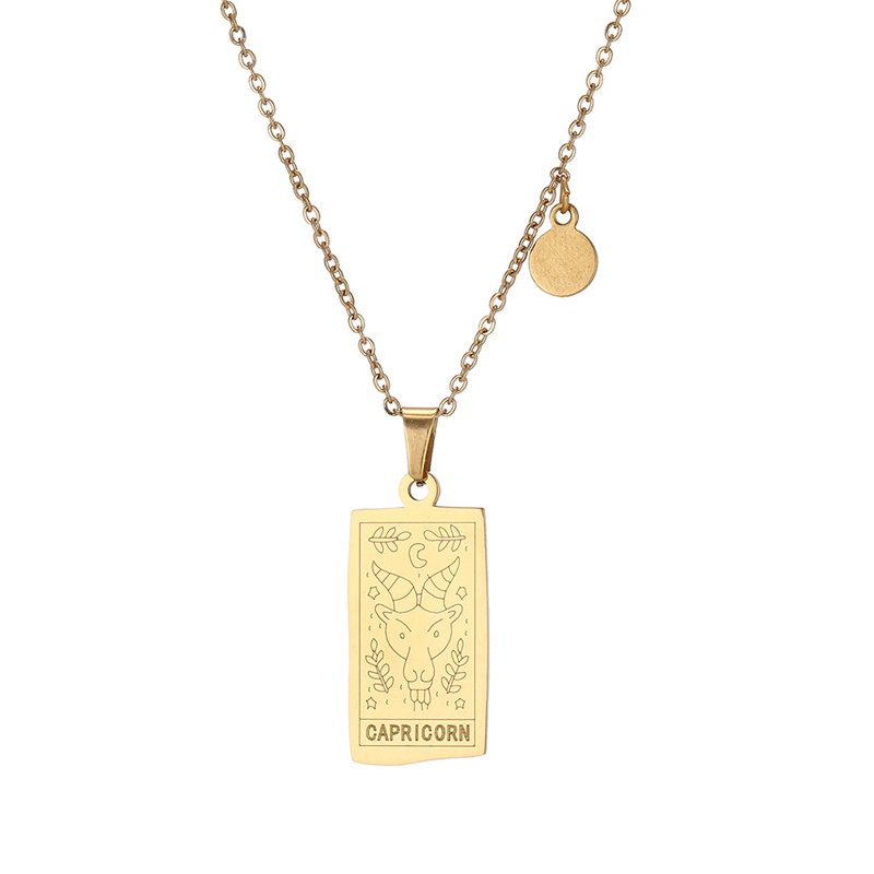 Kalung Dua Sisi Desain 12 Rasi Bintang Warna Emas