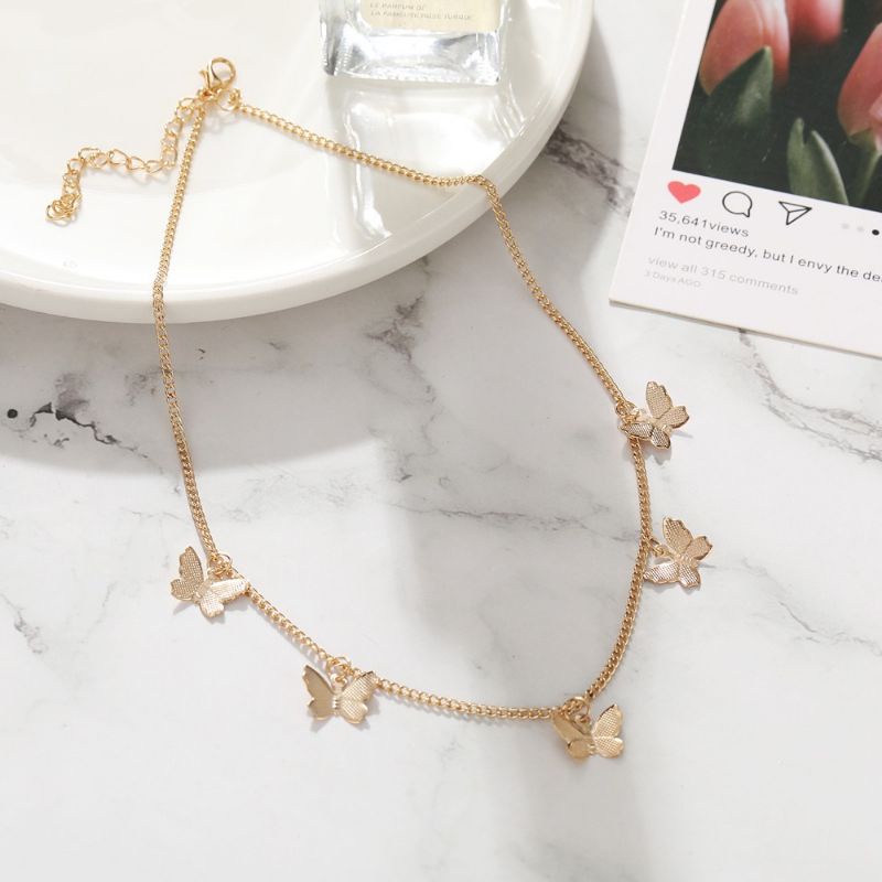 Kalung Korea Multi Butterfly Kupu Kupu Alloy Rantai Korean Necklace