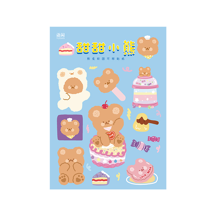 imoda 1Lembar Stiker Beruang Lucu DIY Perlengkapan Dekorasi Diary Stiker Untuk Scrapbook-G
