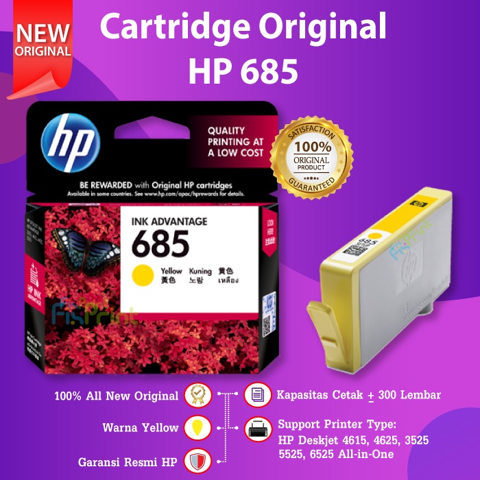 HP 685 Black CZ121AA Cartridge Tinta Printer 4615 4625 3525 5525 6525