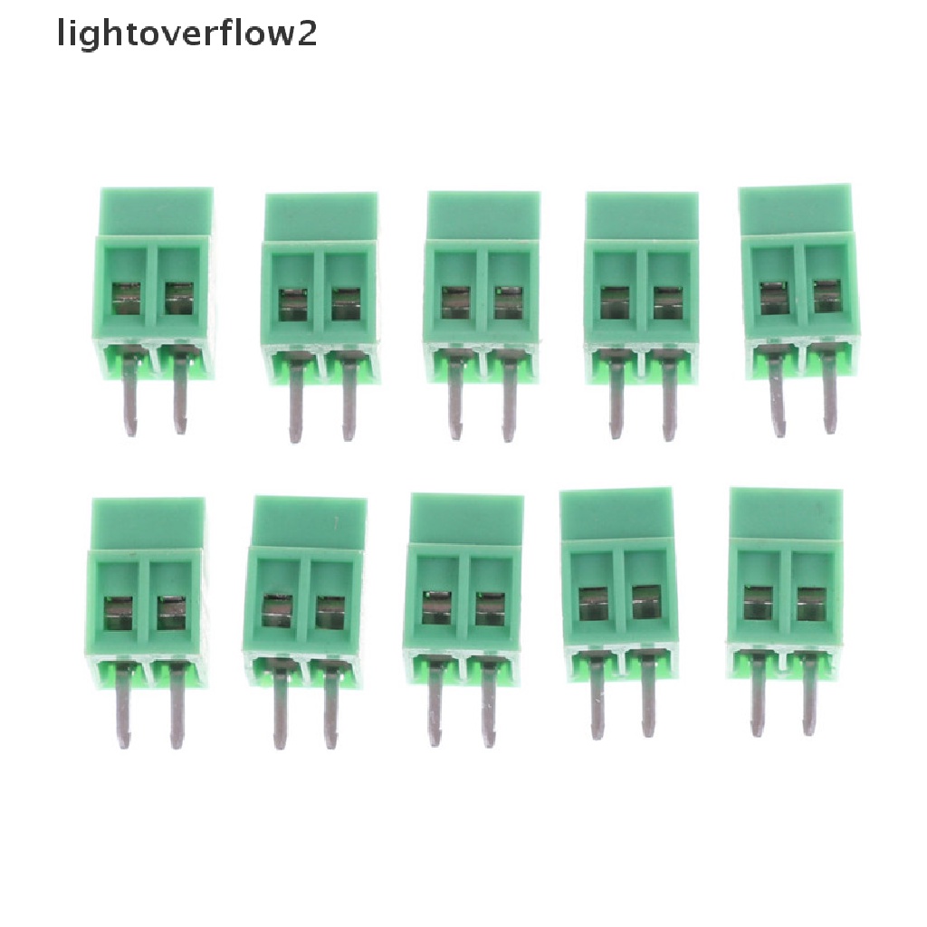 (lightoverflow2) 10pcs Blok Terminal Sekrup PCB Universal 2 Tiang KF128 2.54mm