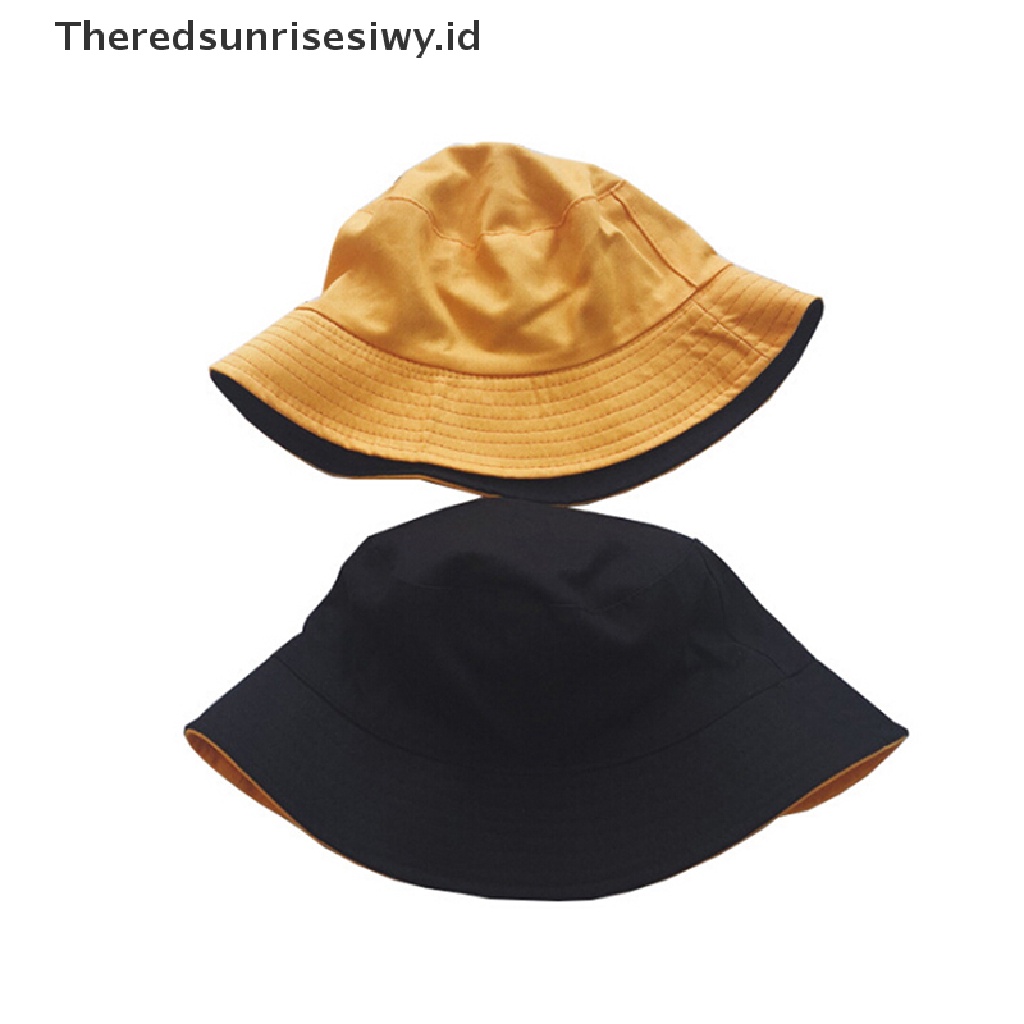 (Theredsunrisesiwy.Id) Topi Bucket Pria / Wanita Bahan Katun Untuk Memancing / Pantai Fisher