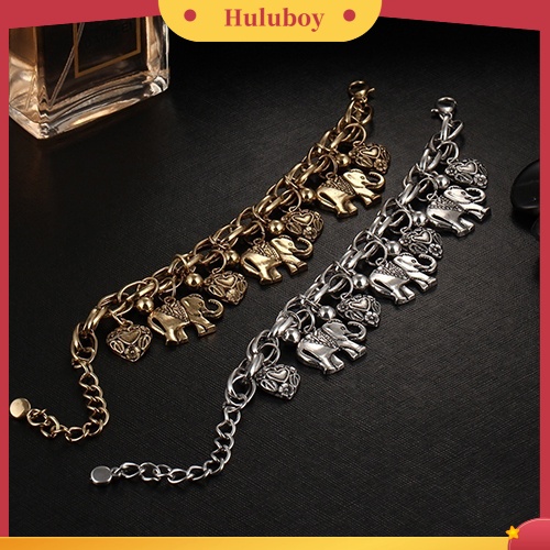 Hu Hu Hu Hu Hu Alat Bantu Pasang Kacamata♡ Gelang Tangan Rantai Liontin Hati / Gajah Unik Berkilau Ala Vintage Untuk Wanita