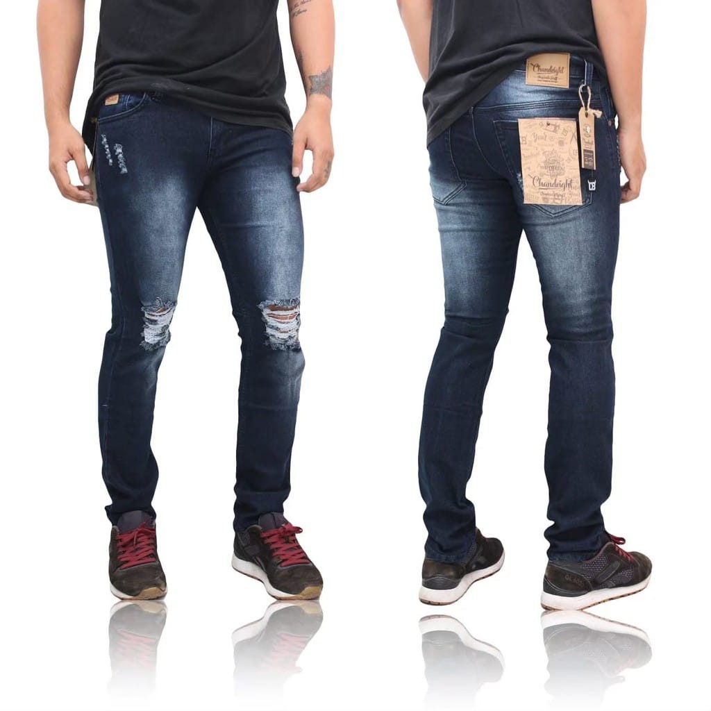 TERLARIS ! CELANA JEANS PANJANG PRIA MODEL SKINY SOBEK TEMBUS ORIGINAL DISTRO