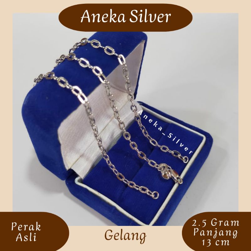 Gelang Holo Anak, Perak 925, Sepuh Emas Putih