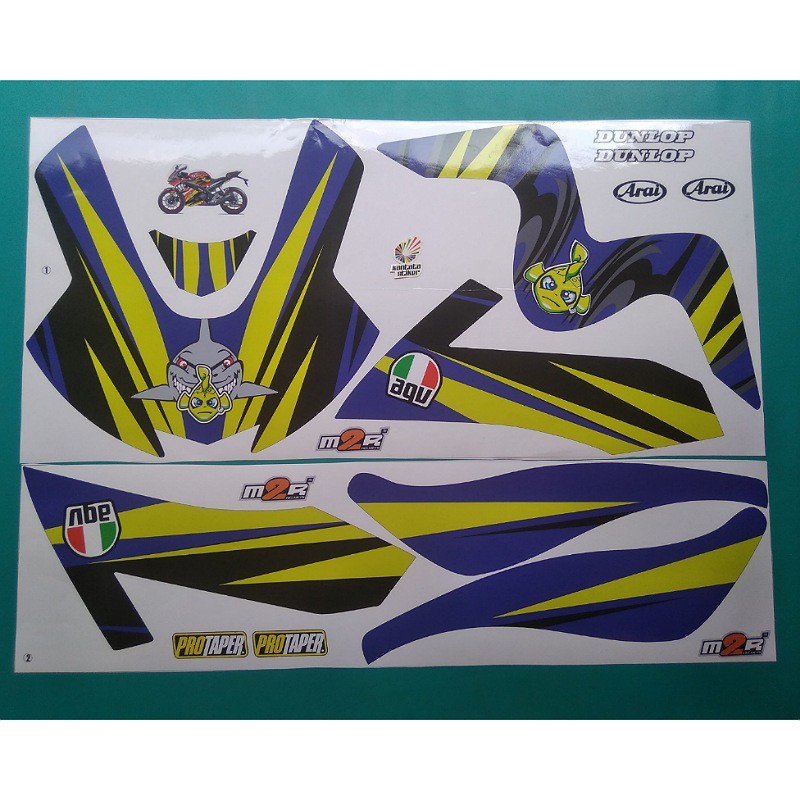 Stiker Motor R15 V3 Shark Biru Kuning